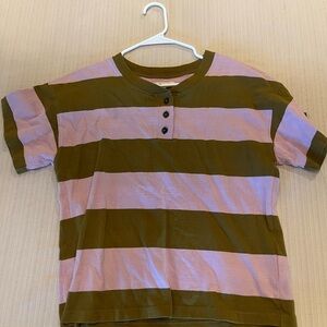 Madewell Olive and Pink Crewneck